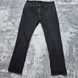 Levis 514 Jeans Mens 36x32 Black Denim Straight Leg Stretch Classic Logo Casual